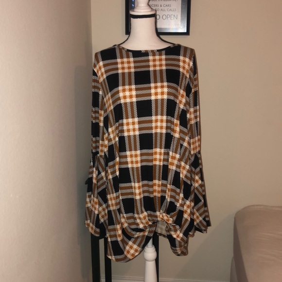 Last One!!!  Mustard Tie Front Tunic - Picture 3 of 3